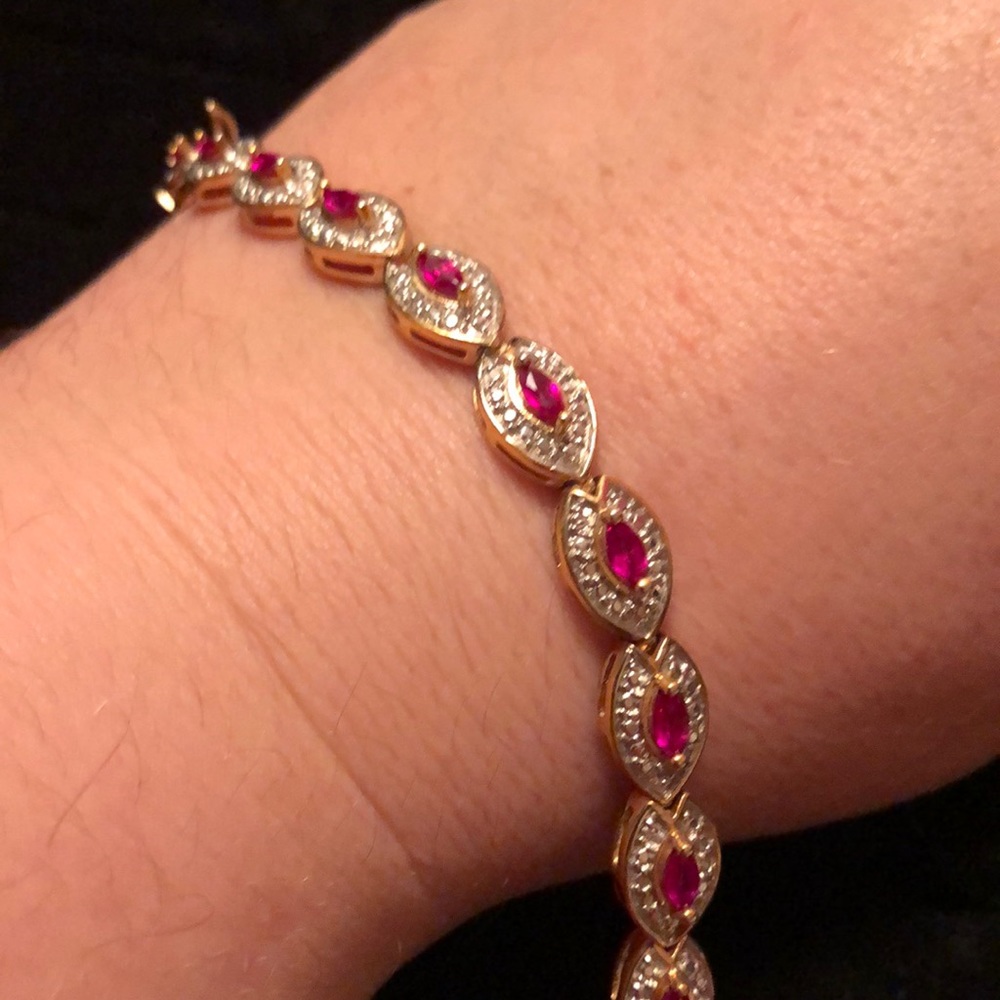 Sterling Silver/Simulated Ruby /Vermeil Bracelet - image 3
